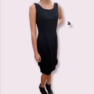 Vintage Black Dress with Flower Appliqués